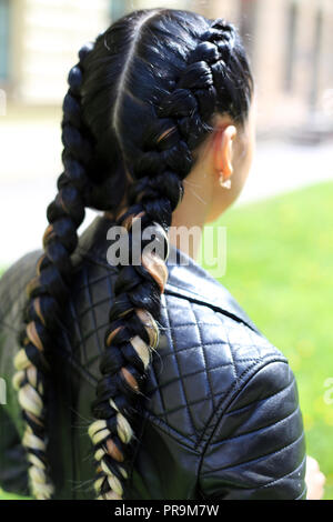 French braids hairstyle Stock Photo - Alamy French braids hairstyle Stock Photo - Alamy