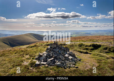 The view from the Howgill Fells rear Sedbergh, Yorkshire Dales National Park, UK. Morecambe Bay can be seen on the horizon. Stock Photo