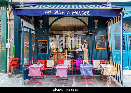 Paris, France - March 13, 2018: View of typical restaurant in paris, France Stock Photo