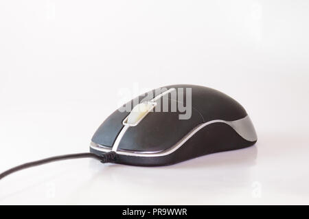 Used computer mouse isolated on white. Room for text Stock Photo