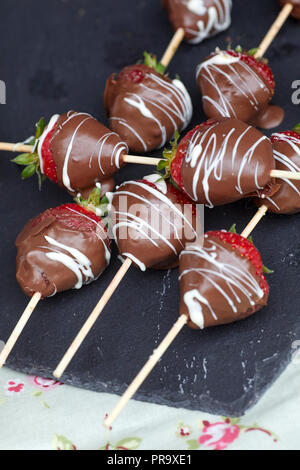 Strawberry fruits scour kodaks dipped in chocolate Stock Photo