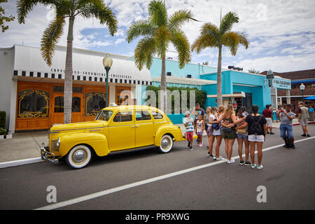 Yellow NYC style taxi cab in Universal studios Orlando, Florida Stock Photo