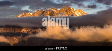 Sunrise in front of Monte Rosa Stock Photo