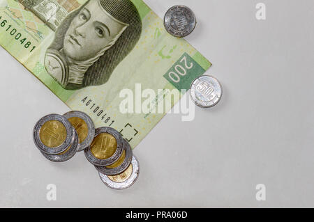 Mexican money on white. Room for text Stock Photo