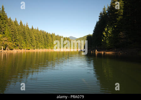 Reflections at Stave Lake in Mission, British Columbia, Canada Stock Photo