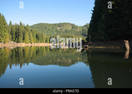 Reflections at Stave Lake in Mission, British Columbia, Canada Stock Photo