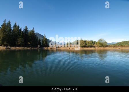 Reflections at Stave Lake in Mission, British Columbia, Canada Stock Photo