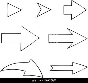 Arrows set. Simple outline drawings Stock Vector