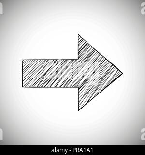 Next black arrow. Hatching technique Stock Vector