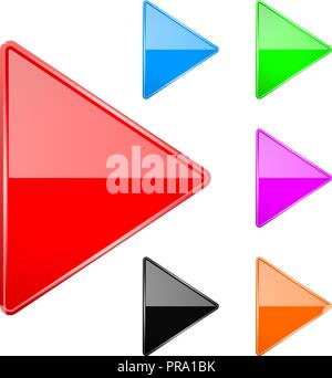 Colored shiny 3d arrows. Play icons Stock Vector