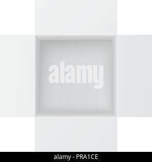 Open paper box. White mockup. Top view Stock Vector