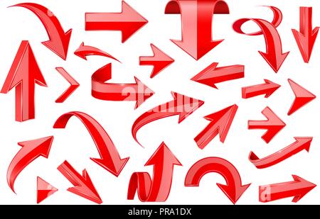 Red ribbons. Shiny 3d signs Stock Vector