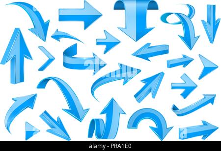 Blue ribbons. Shiny 3d signs Stock Vector