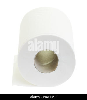 single scroll of toilet paper isolated on white background Stock Photo