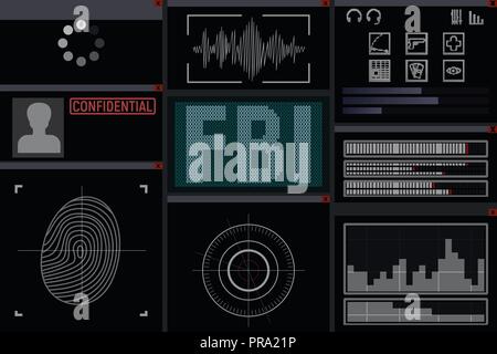 Computer software for the FBI. Display vector illustration ...