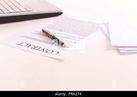 close up.pen and legal papers on the businessman's desktop Stock Photo