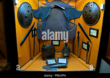 A display of armour at the Historical Weapons Museum at Afif Abad Museum in Shiraz, Iran Stock Photo