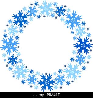 Round vector winter frame of snowflakes. Isolated. Eps 10 Stock Vector