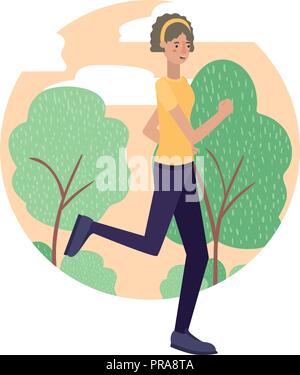 Happy young woman running or walking fast in casual clothes, isolated ...