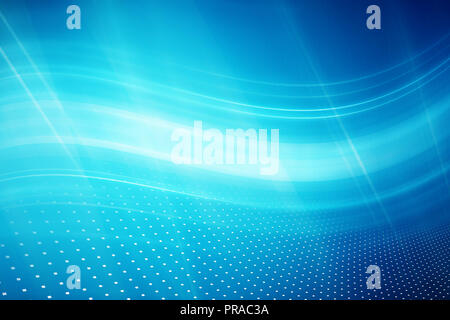 Wave light beams on blue background, graphical abstract technology background Stock Photo