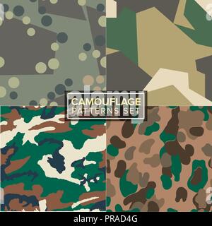 camouflage pattern set. four different textures Stock Vector