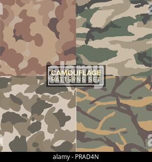 camouflage pattern set. four different textures Stock Vector