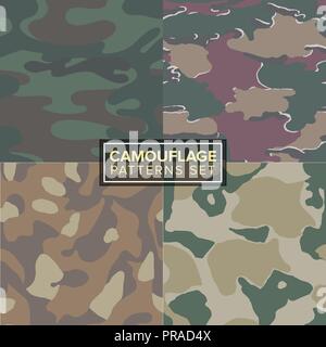 camouflage pattern set. four different textures Stock Vector