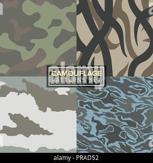 camouflage pattern set. four different textures Stock Vector