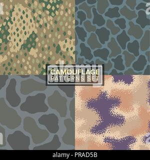 camouflage pattern set. four different textures Stock Vector