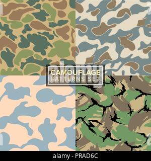 camouflage pattern set. four different textures Stock Vector