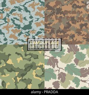 camouflage pattern set. four different textures Stock Vector