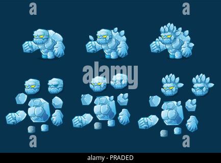 Mini Character stone ice monster kit Stock Vector