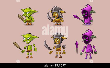 Mini Character  warrior  monster kit Stock Vector