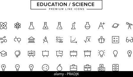 Education Science line icon set Stock Vector