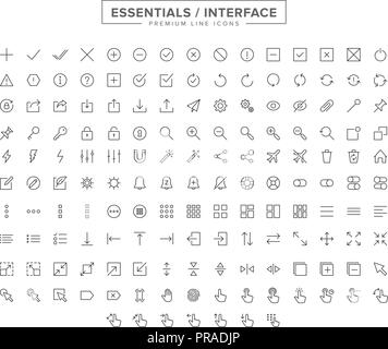 Essentials Interface line icon set Stock Vector