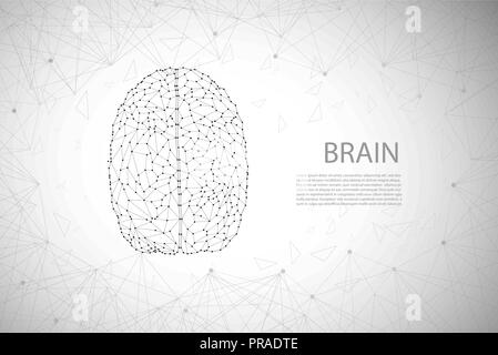 AI brain concept with polygonal brain vector illustration Stock Vector