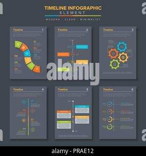 timeline infographic set template. simple, flat, minimalist, clean design Stock Vector