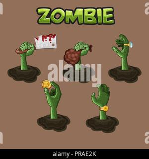 Zombie hand.  Design vector of different hand of zombie Stock Vector