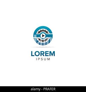 Creative Media Letter S logo concept design with gear in center, modern and professional feel. Very nice for brand identity . Stock Vector