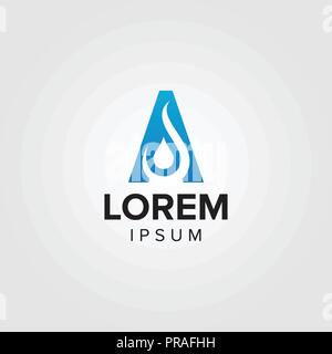 Creative Letter A Aqua concept logo concept design with negative space drop water, modern, simple  and professional feel. Very nice for brand identity Stock Vector