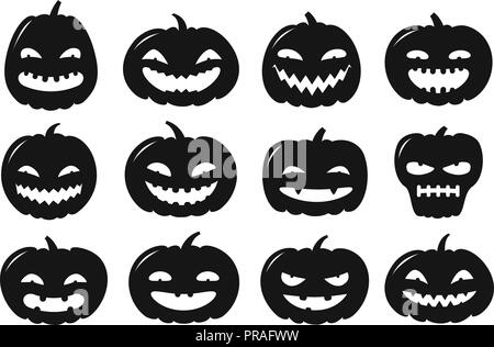 Halloween symbol. Pumpkin icon set. Silhouette vector Stock Vector