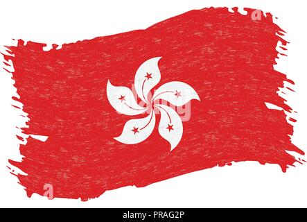 Flag of Hong Kong, Grunge Abstract Brush Stroke Isolated On A White Background. Vector Illustration. Stock Vector