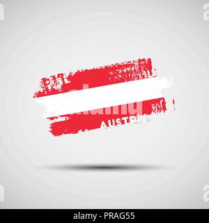 Flag of Austria. Vector illustration of grunge brush stroke with Austrian national flag colors for your graphic and web design Stock Vector