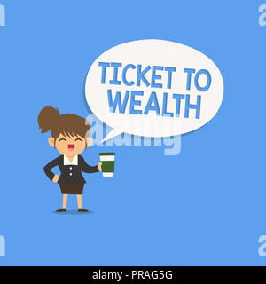 Handwriting text writing Ticket To Wealth. Concept meaning Wheel of fortune Passage to Successful and brighter future. Stock Photo
