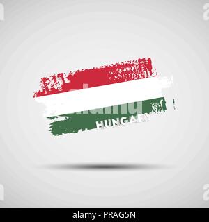 Flag of Hungary. Vector illustration of grunge brush stroke with Hungarian national flag colors for your graphic and web design Stock Vector