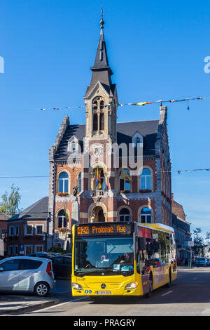 Mercedes Citaro O530 local bus in front of town hall in eclectic style, 1862, Rochefort, Belgium Stock Photo