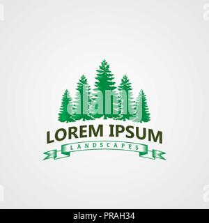 Creative Landscape pines tree Logo concept design templates Stock Vector