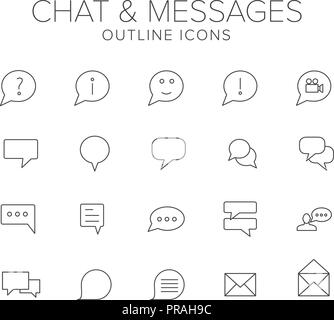 Chat and Messages Line Icon Set Stock Vector