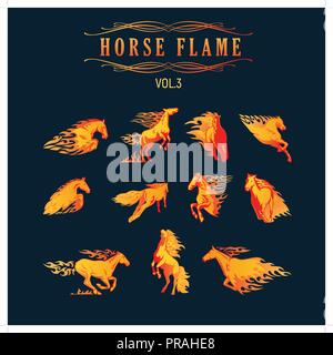 animal flame  set. horse Illustration Vector Stock Vector