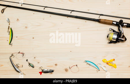 fishing tackle fishing rod hooks float fishing Stock Photo - Alamy